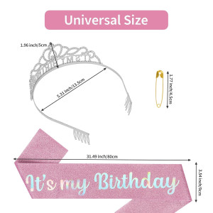 Pink Birthday Crown Adult Woman & Glitter Its My B...