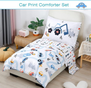 PERFEMET Toddler Bedding Kids 4 Pieces Bed in A Ba...