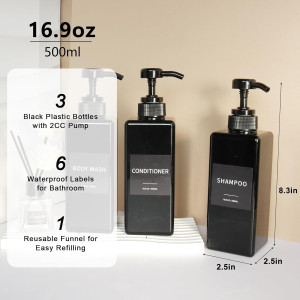 Shampoo and Conditioner Dispenser, Refillable Plas...