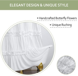 Victorian Ruffle Shower Curtain, Ruched Microfiber...