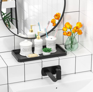 Bathroom Vanity Tray for Countertop - Bamboo Organ...