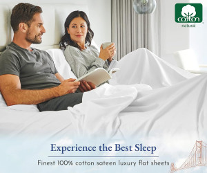 King Size Flat Sheet, Soft 100% Cotton Sheet, 400...