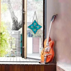 Celtic Trinity Knot Stained Glass Window Hanging S...
