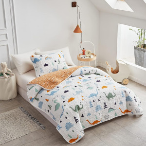 Joyreap 2-Piece Cotton Quilt Set Twin, Cute Dinosa...