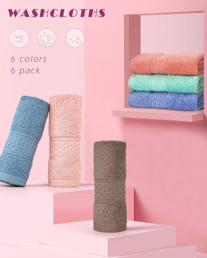 Cleanbear Face-Cloth Washcloths Set,100% Cotton, H...