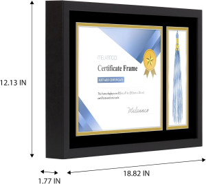 Melannco 18.8x12.1 Inch Black Wood Diploma Frame W...