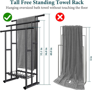 Kayfia 40" H Free Standing Towel Rack, 3 Tier Allo...