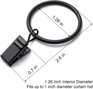 BOOMIBOO 36 Pack Curtain Rings with Clips, Drapery...