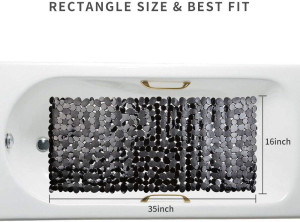 SONGZIMING Non-Slip Pebble Bathtub Mat Black 16 W...