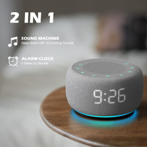 Buffbee Sound Machine & Alarm Clock 2-in-1, 18 Soo...