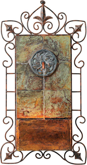 Ibizi Rustic Medallion Outdoor Wall Fountain and W...
