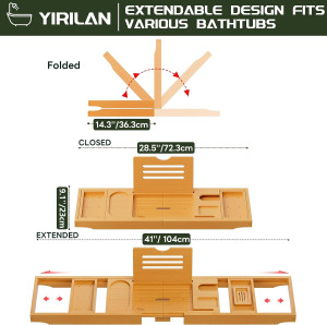 Yirilan Premium Bathtub Tray Caddy - Expandable Ba...