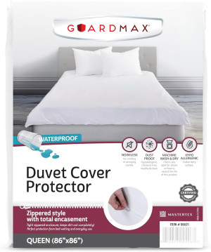 Guardmax Waterproof Duvet Cover - Jersey Fabric with Zipper Closure | Premium Quality, Bed Bug & Allergen Proof Queen (86 x 86)