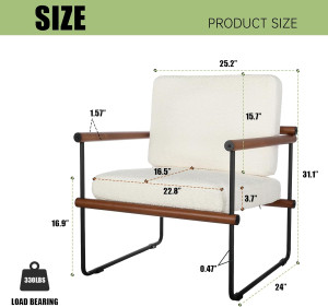 25.2in Modern Boucle Fabric Accent Chair with Arms...