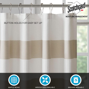 Madison Park Shower Curtain, Waffle Weave, Pieced...