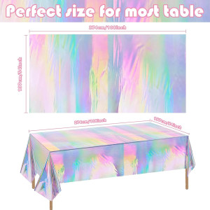 OHOME 4 Pack Iridescence Plastic Tablecloths Dispo...