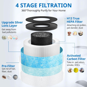 MK06 MK01 True HEPA Replacement Filter Compatible...