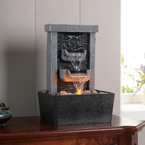 GOSSI Home Décor 10.3 in Indoor Waterfall Fountain...