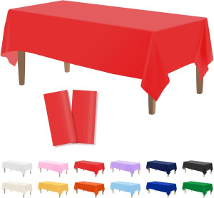 Kopokita 2PCS Red Plastic Tablecloths 54 x 108 Inc...