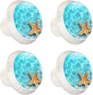 4 Pcs Cabinets Knobs Starfish Seashell Beach Ocean...