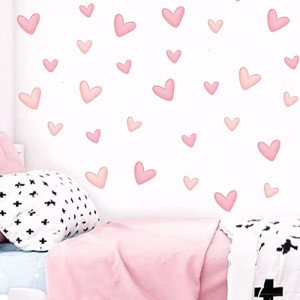 80pcs Pink Heart Shape Wall Stickers for Bedroom L...