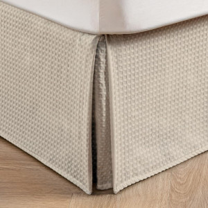 MIYE Pleated Waffle Weave Bed Skirt, Tailored Dust...