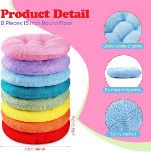 Fumete 15 Inch Round Floor Cushions for Kids and T...