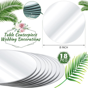 18 Pcs Round Mirror Candle Plate Set 8 Inch Circle...