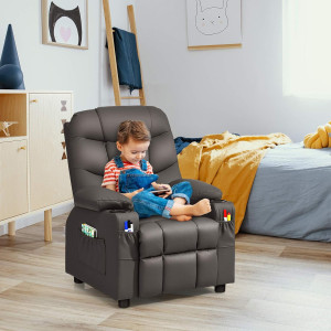 GLACER Kids Recliner Chair w/Cup Holder & Side Poc...
