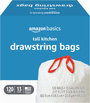 Amazon Basics Trash Bags, Tall Kitchen Drawstring,...