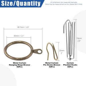 Glarks 120Pcs Antique Bronze Metal Drapery Curtain...