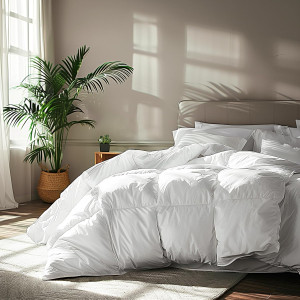 Serta Goose Feather Down Fiber Cotton Comforter Qu...
