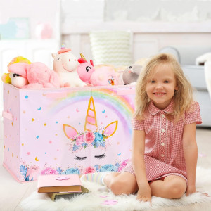 WERNNSAI Toy Box for Girls - Collapsible Oxford St...