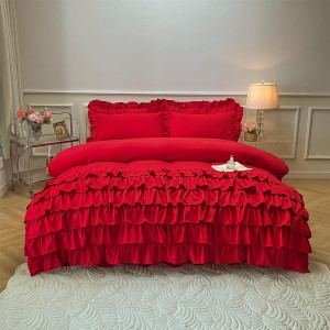 MOOWOO Girls Bedding,Waterfall Ruffle Duvet Cover...