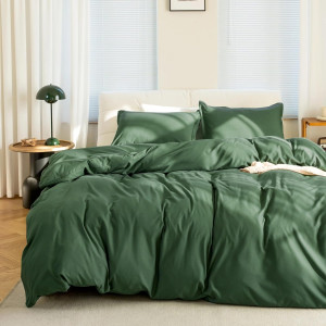 Olive Green Duvet Cover Queen Size Set, 3 Pieces,...