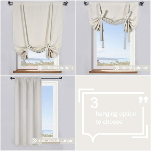 Cream Beige Room Darkening Tie-Up Valance Curtain...