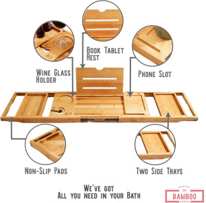 XcE Foldable Bathtub Tray Expandable to 105cm for...