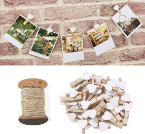 Pandahall 100pcs White Heart Clothespins Wooden Ph...