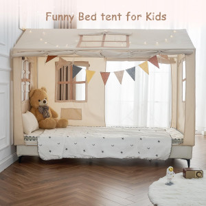 Twin Bed Tent Indoor Bed Canopy Kids Tents with 2...
