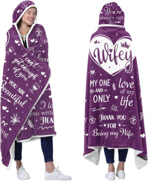 Wife Fleece Wearable Blanket Hoodie - Wife Gifts f...