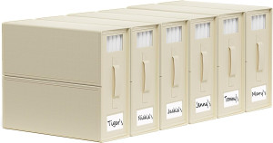 SheetCube Bed Sheet Organizers and Storage 6 Pack, Foldable Linen Closet Organizer with Window and Label, Bedding Folder Storage Box Container for Blanket, Duvet Cover Set, Bed Sheet Set - Beige