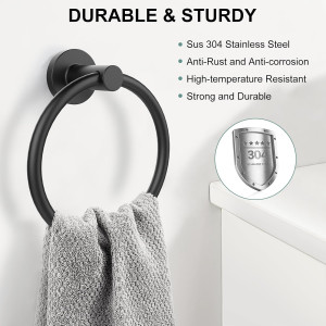 SetSail Towel Holder for Bathroom Wall Matte Black...