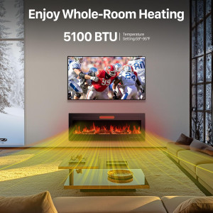 Sweetcrispy 50" Electric Fireplace Wall Mounted or...