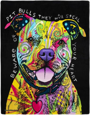 Dawhud Direct Colorful Pit Bull Fleece Blanket for...