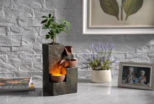 Indoor Fountain Waterfall Tabletop Elegant 3-Tier...