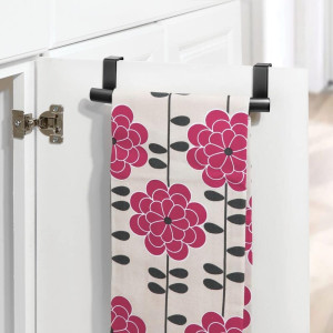 mDesign Steel Over Door Curved Towel Bar Storage,...