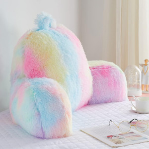 Reading Pillow for Bed - Faux Fur Backrest Pillow...