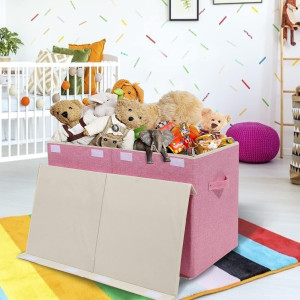 popoly Large Toy Box Chest Storage with Flip-Top L...