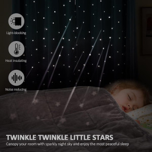 Stiio Star Cutout Curtains for Girls Bedroom 2 Pan...