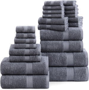 LANE LINEN 24 Piece Bath Towels Set - 100% Cotton...